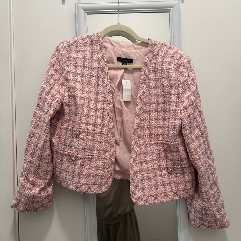 Ann Taylor Pink and Purple Tweed Blazer